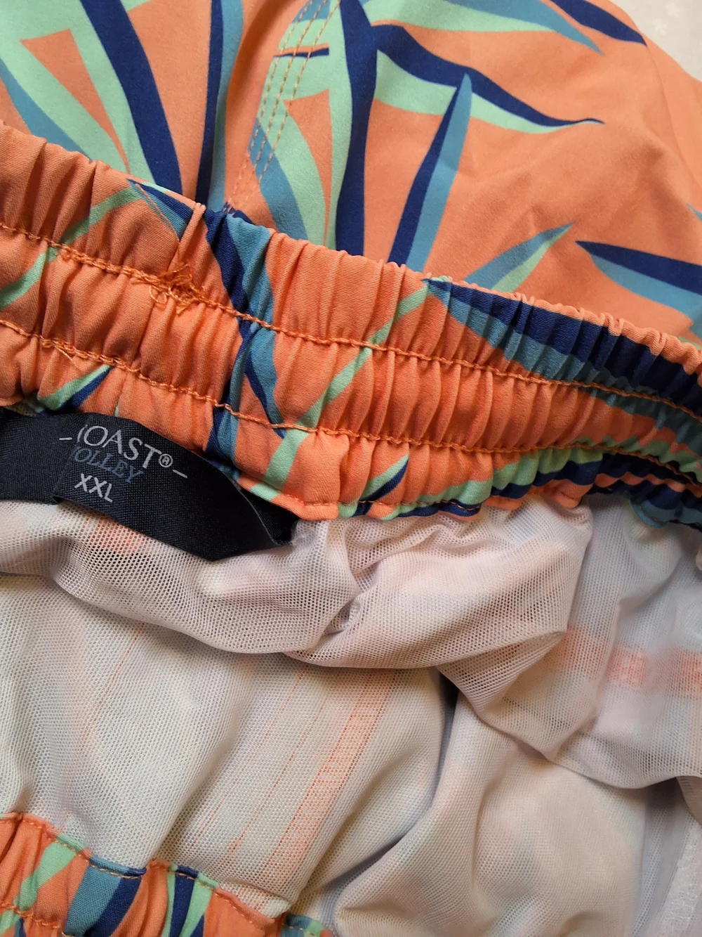 Men's Coral Tropical Print Swim Trunks - Elastic Waist
